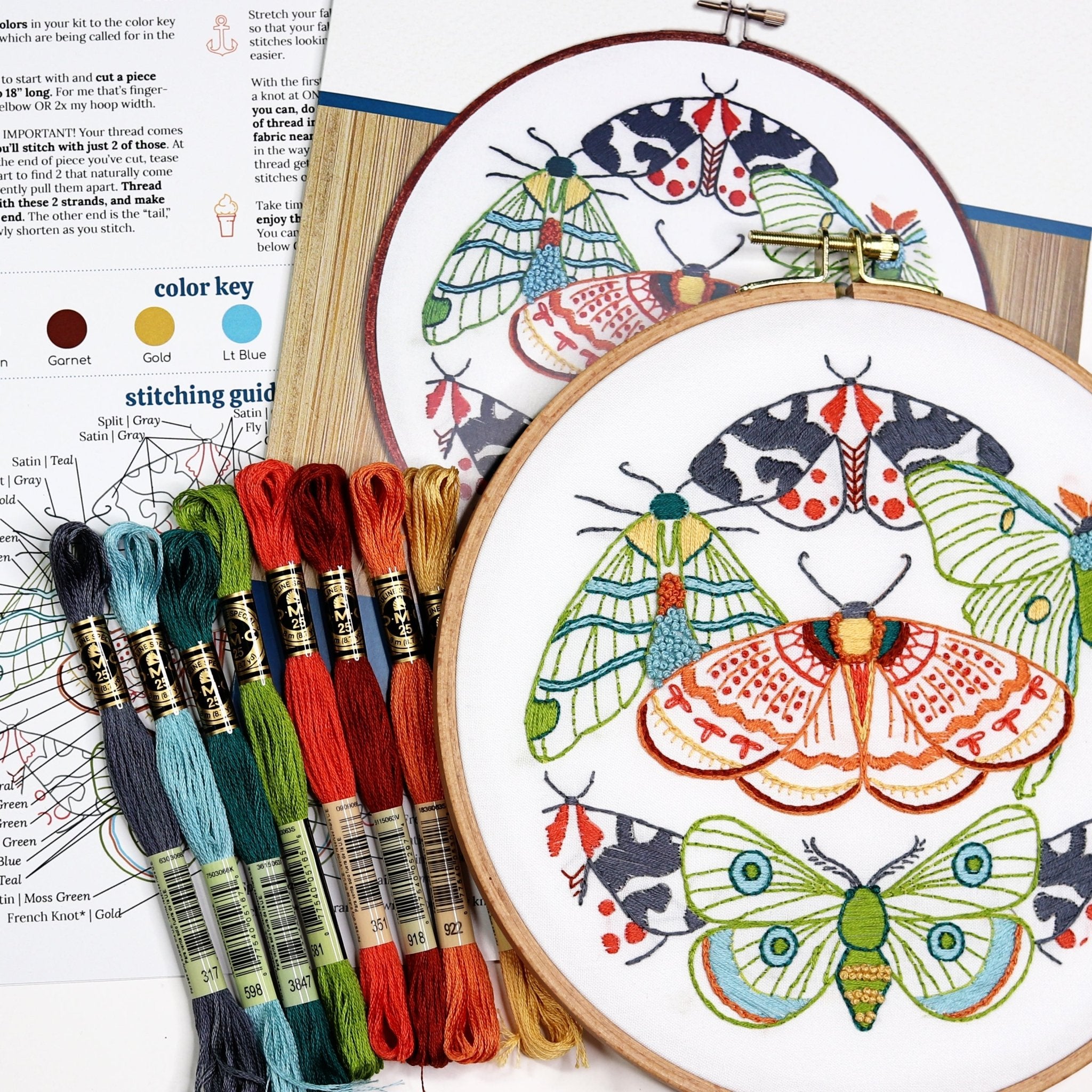 Moths Embroidery Kit - Stitched Stories