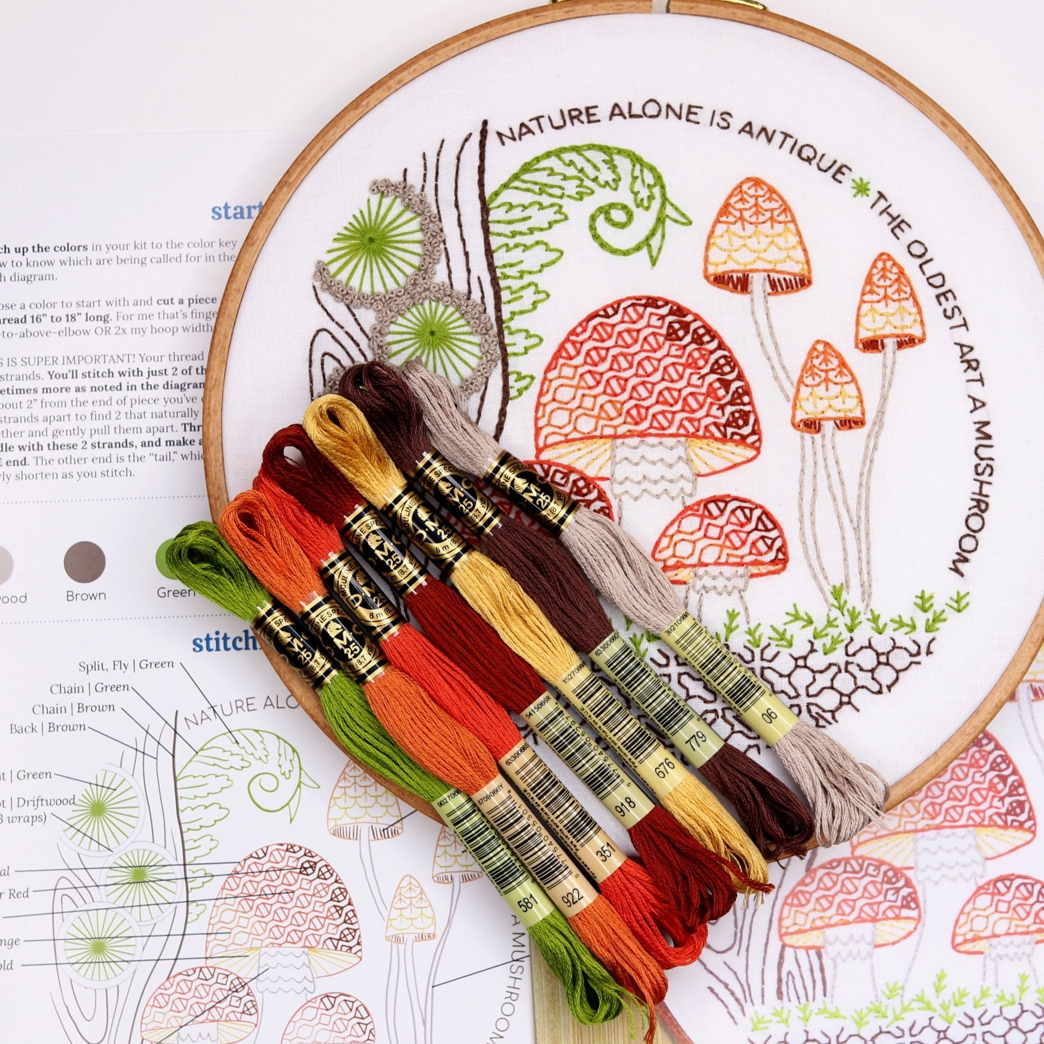 Mushrooms Embroidery Kit - Stitched Stories