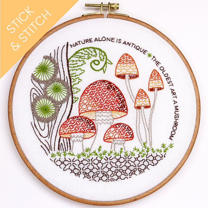 Mushrooms Stick & Stitch Water-Soluble Pattern - Stitched Stories