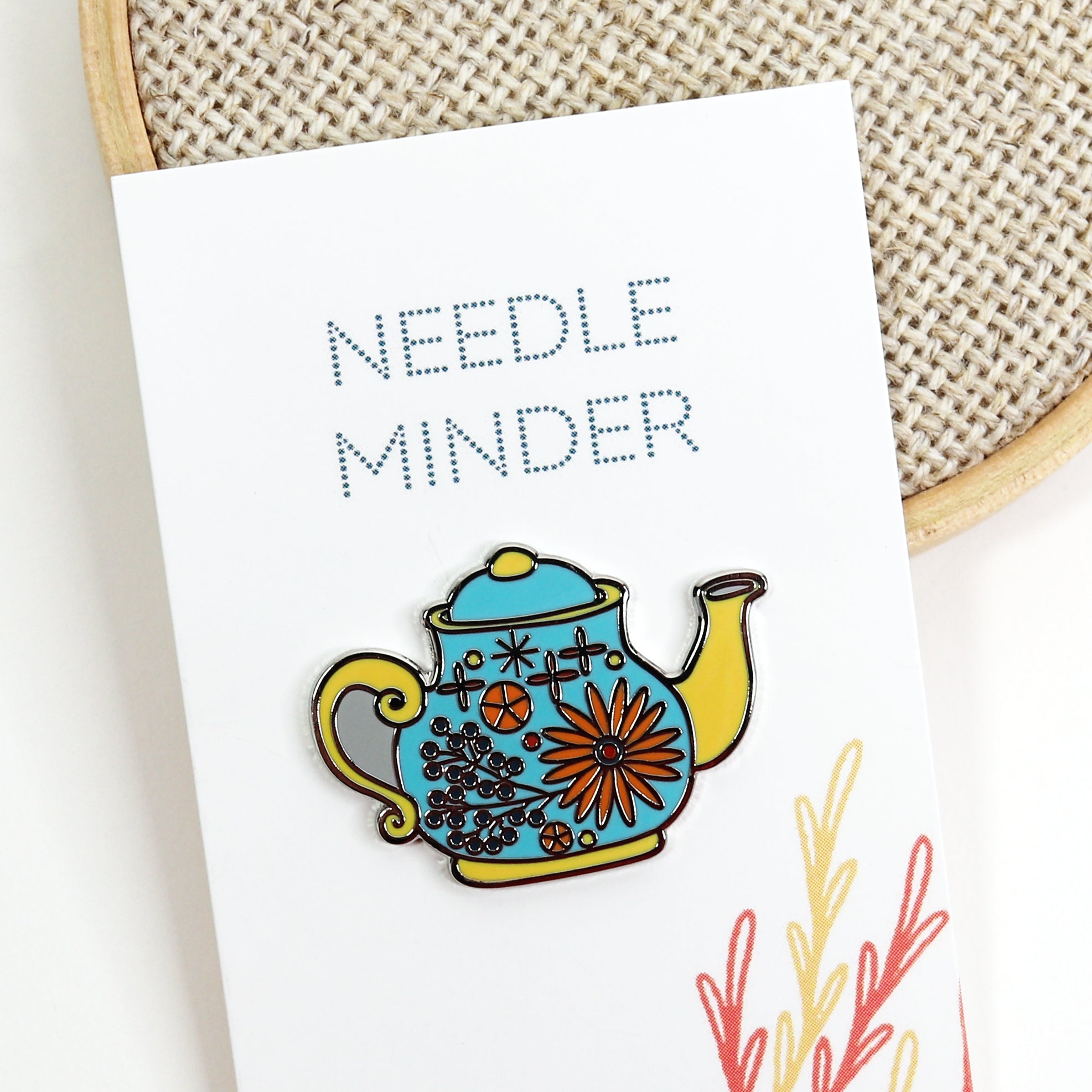 Needle Minder: Tea Pot with Gold Spout - Stitched Stories
