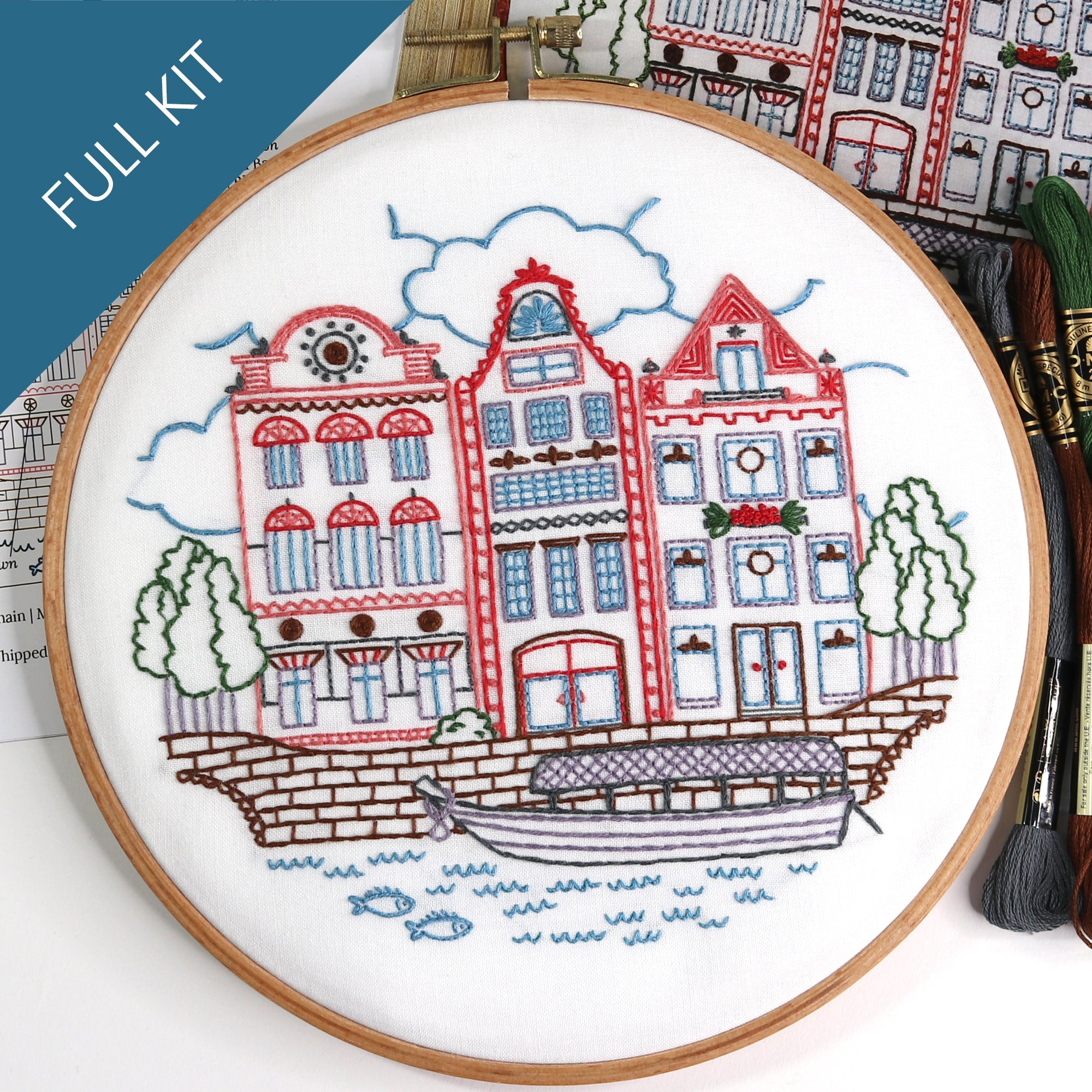 On The Canal Embroidery Kit - Stitched Stories