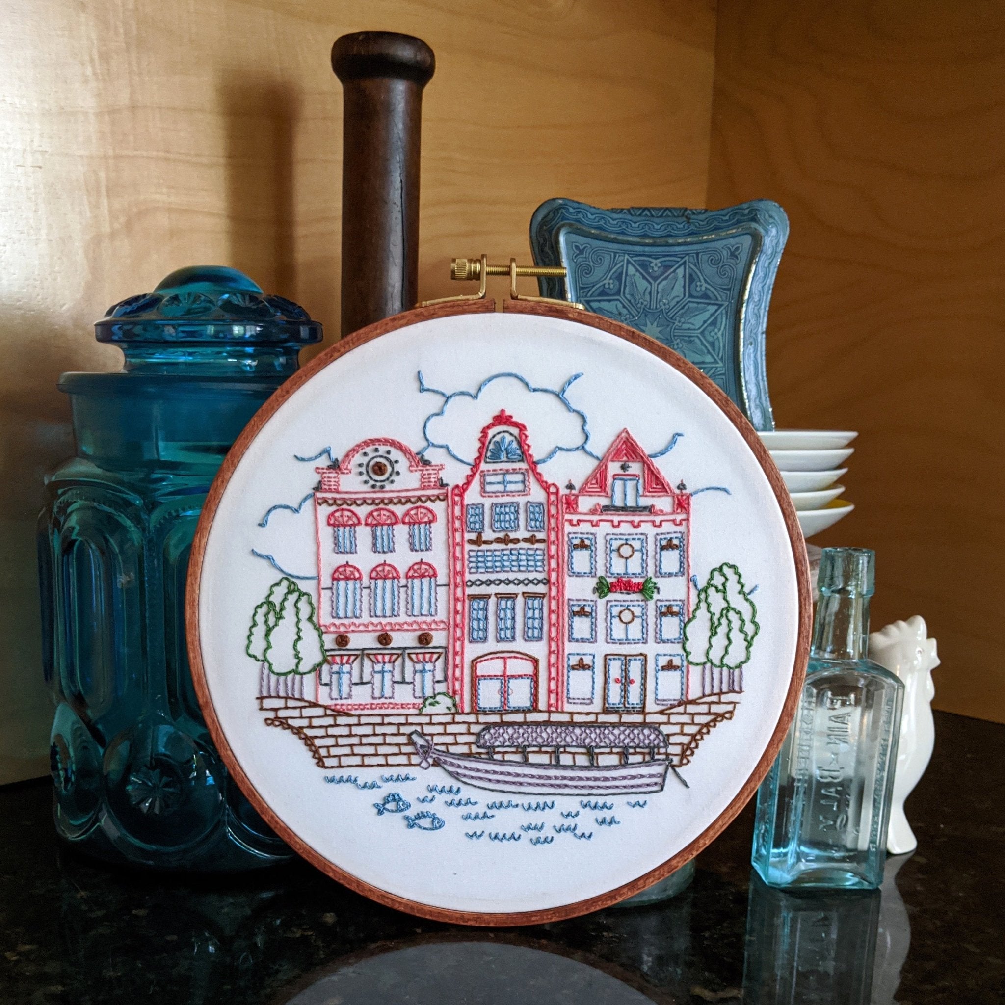 On The Canal Embroidery Kit - Stitched Stories
