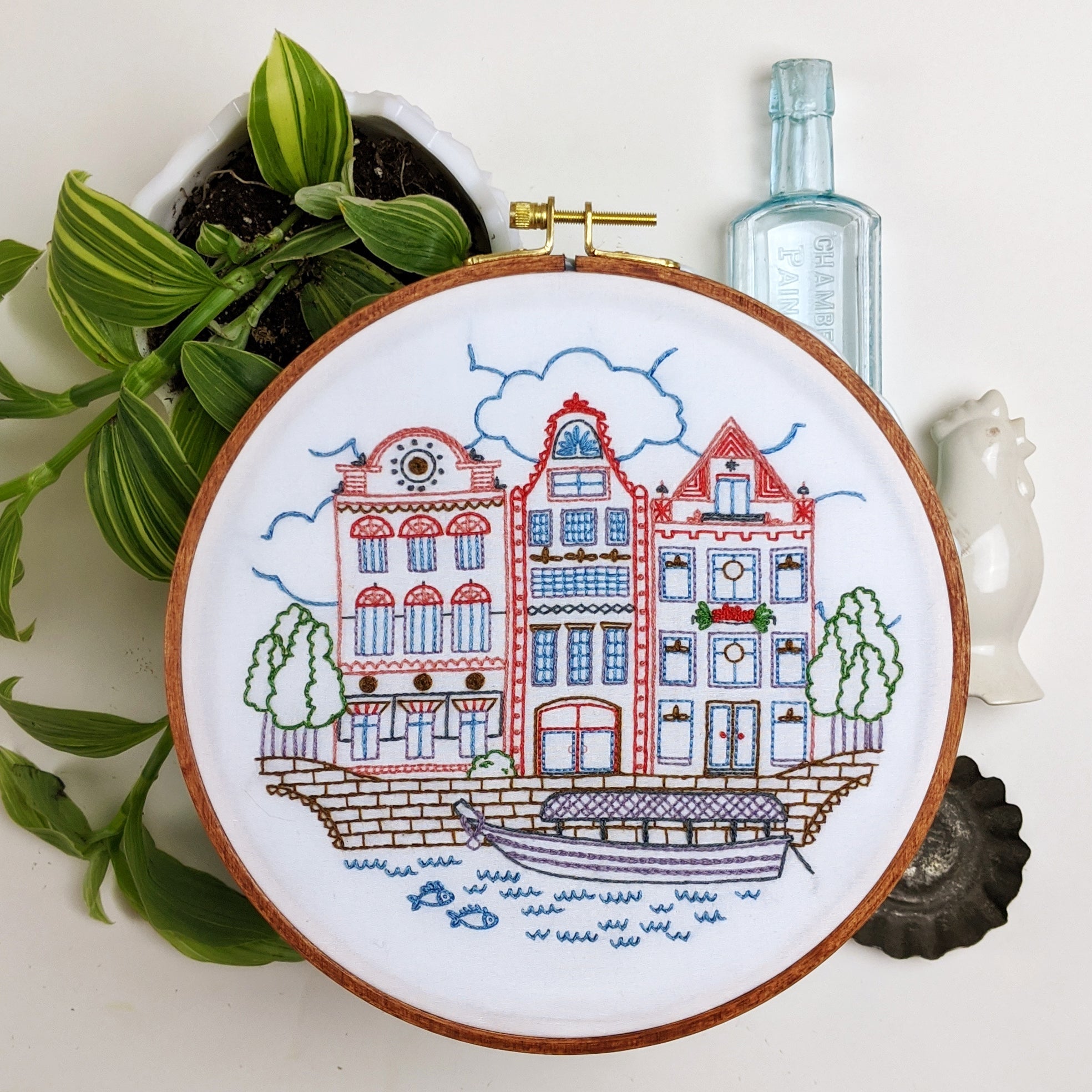 On The Canal Embroidery Kit - Stitched Stories