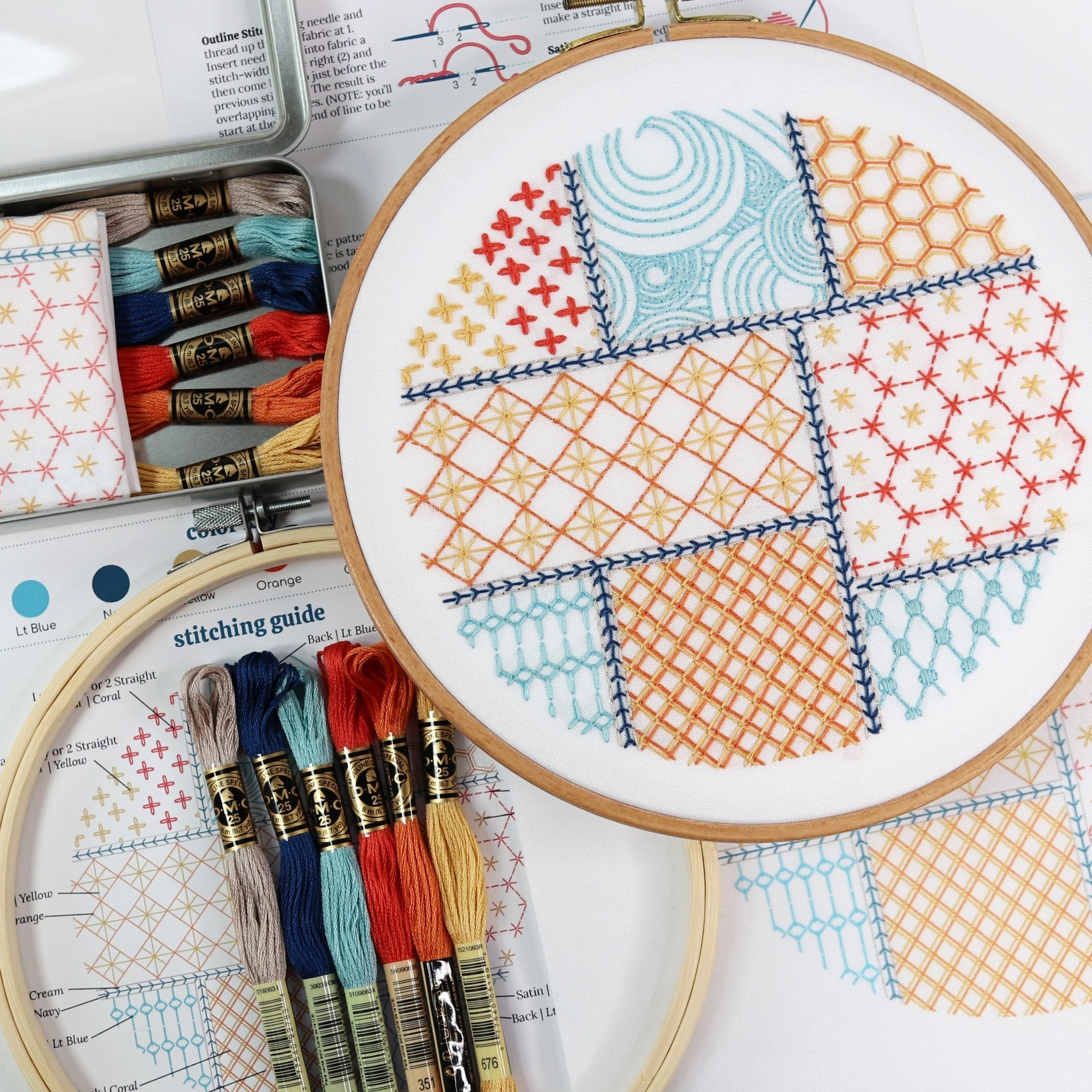 Quilt Patchwork Beginner Embroidery Kit by Stitched Stories