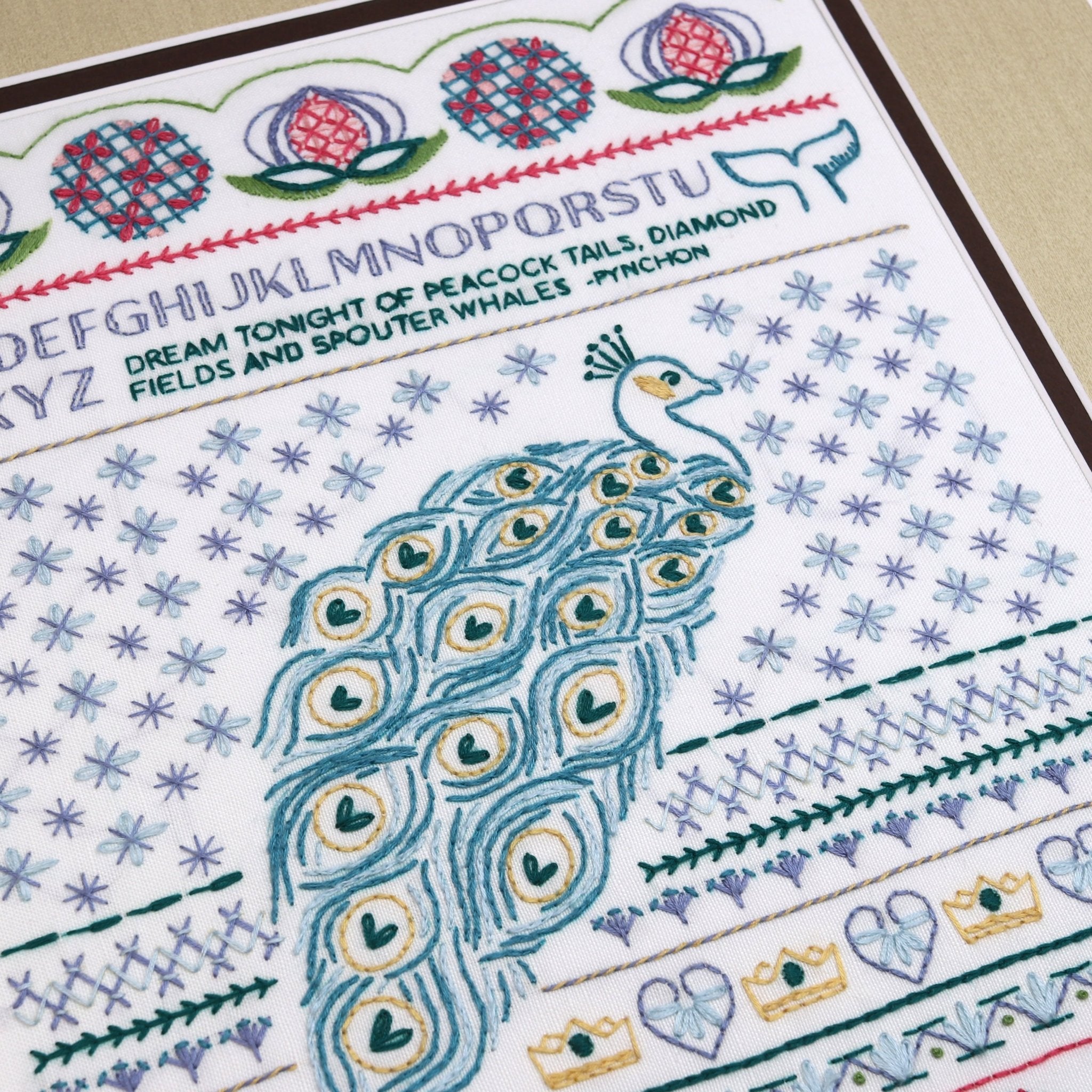 Peacock Dreams Sampler Embroidery Kit - Stitched Stories