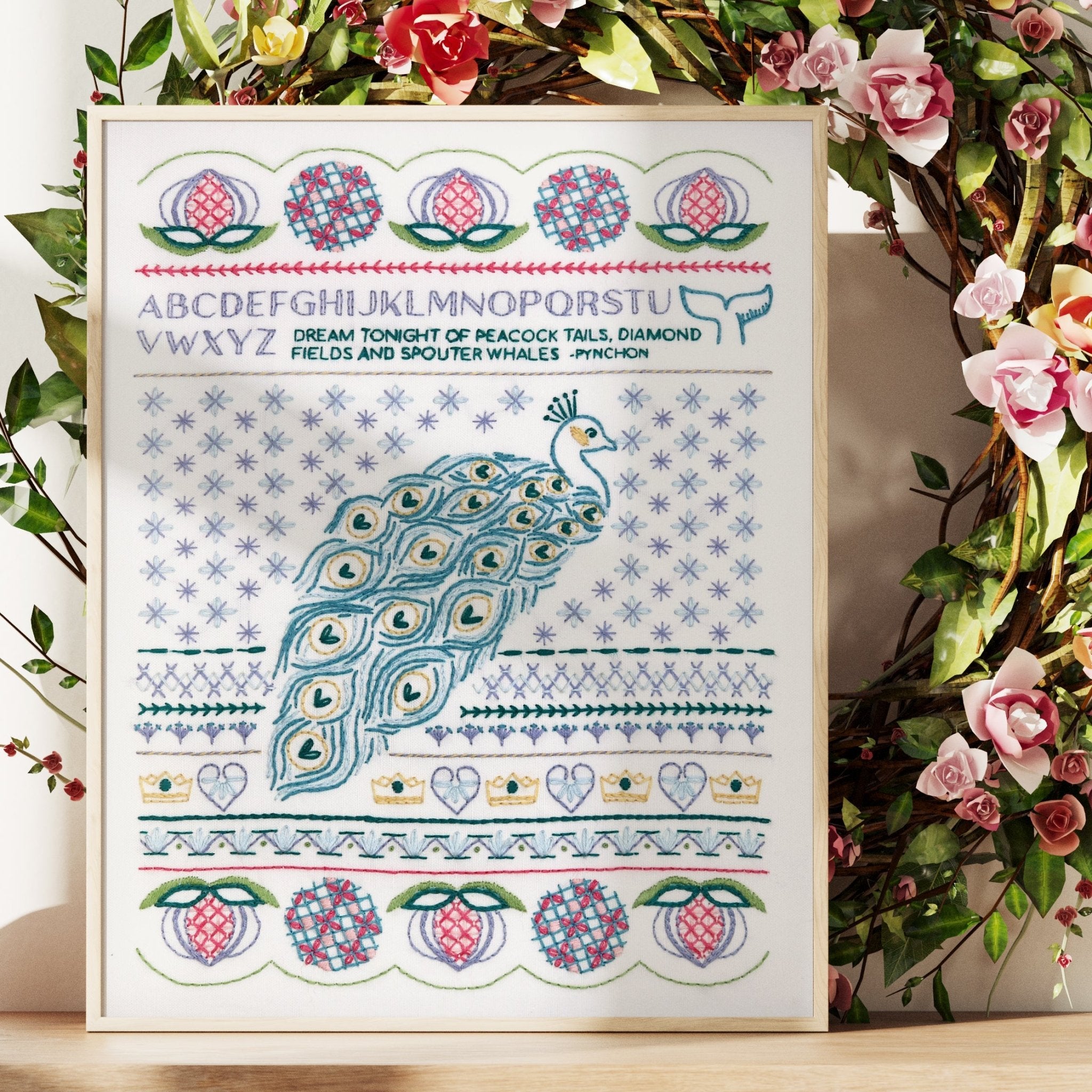 Peacock Dreams Sampler Embroidery Kit - Stitched Stories