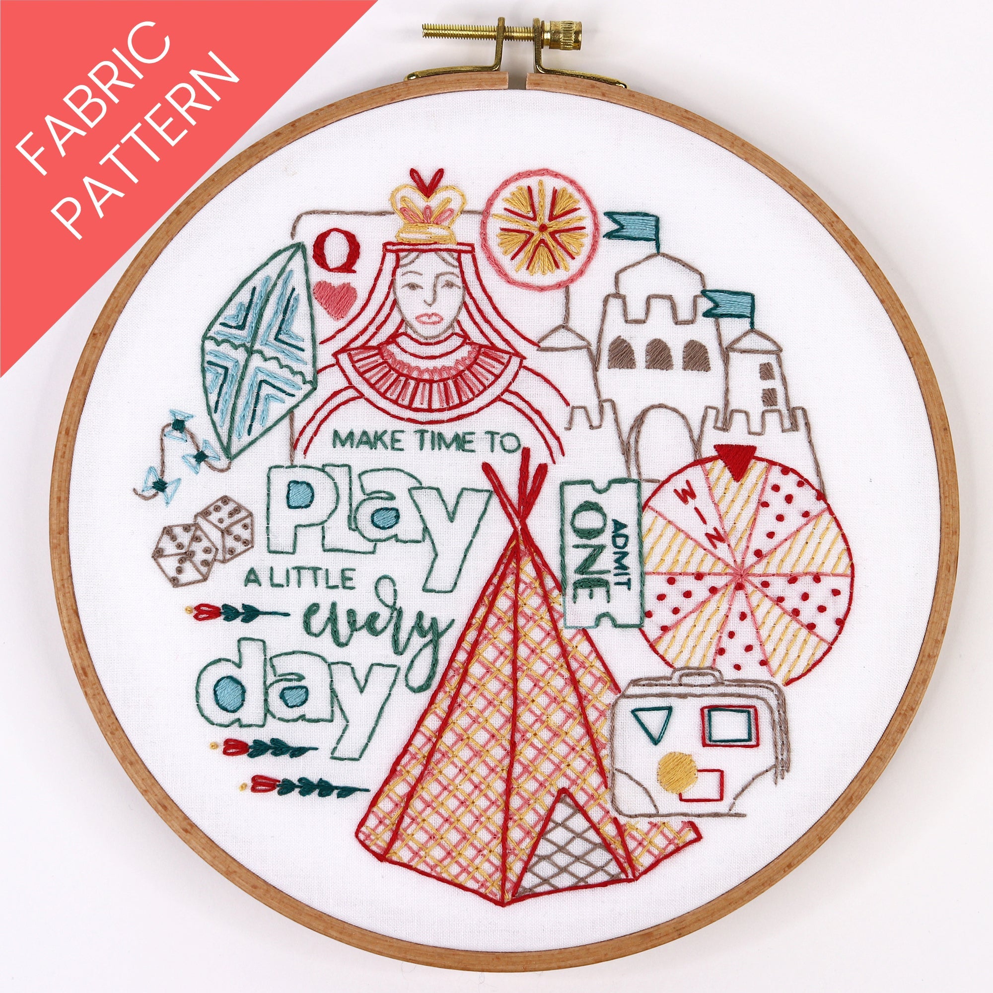 Embroidery Patterns Pre Printed Fabric, Cotton, Stitched Stories