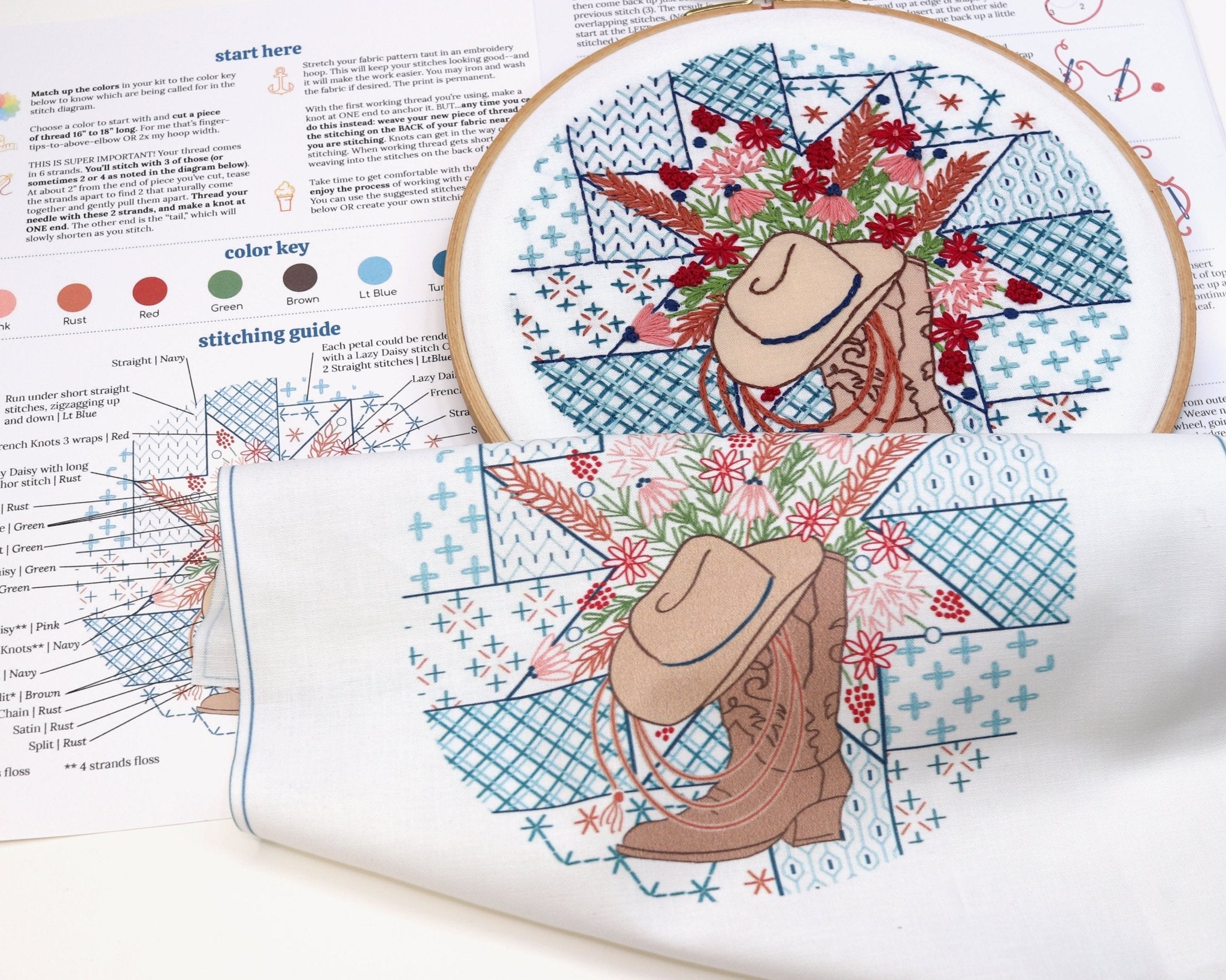 Quiltin' Cowgirl Embroidery Kit - Stitched Stories