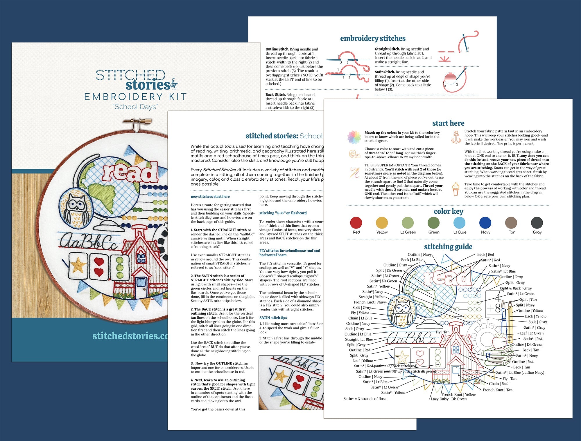 School Days Embroidery Kit - Stitched Stories