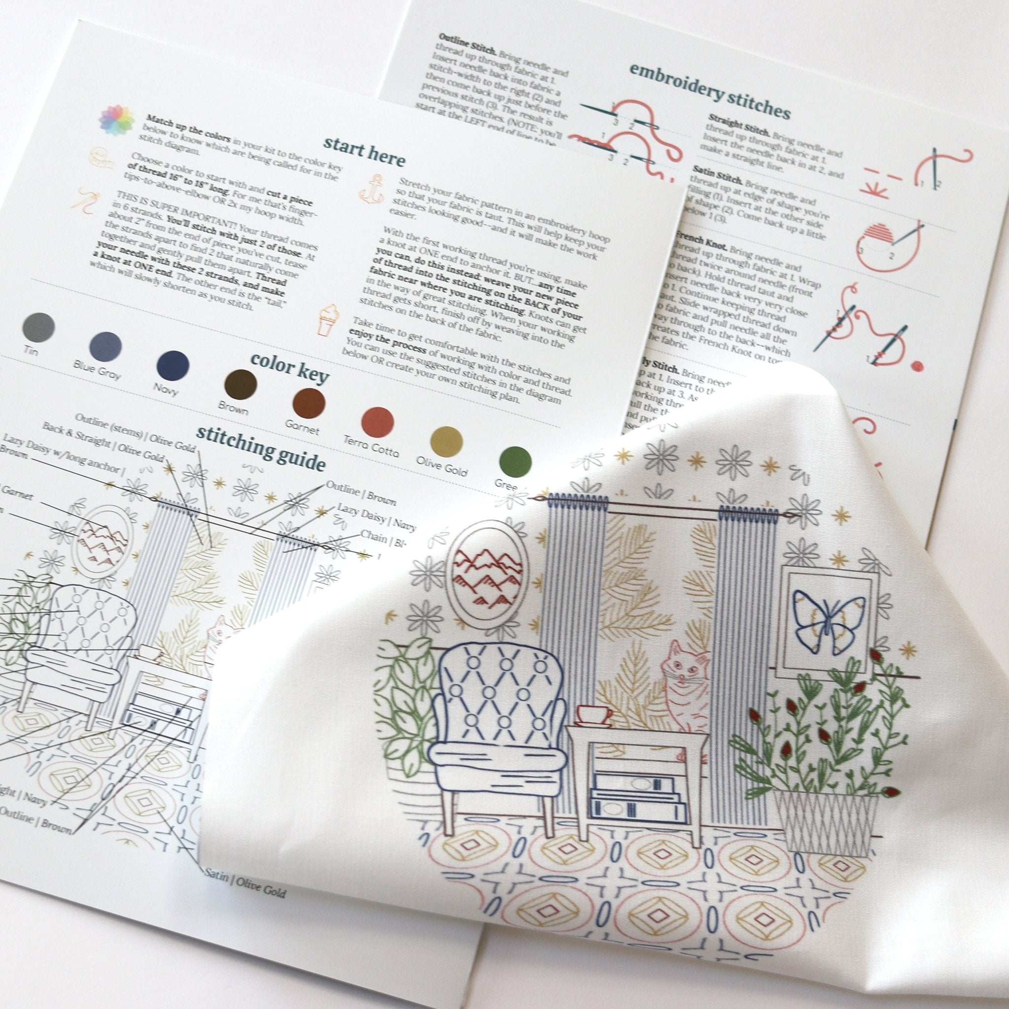 Sit A While Embroidery Kit - Stitched Stories