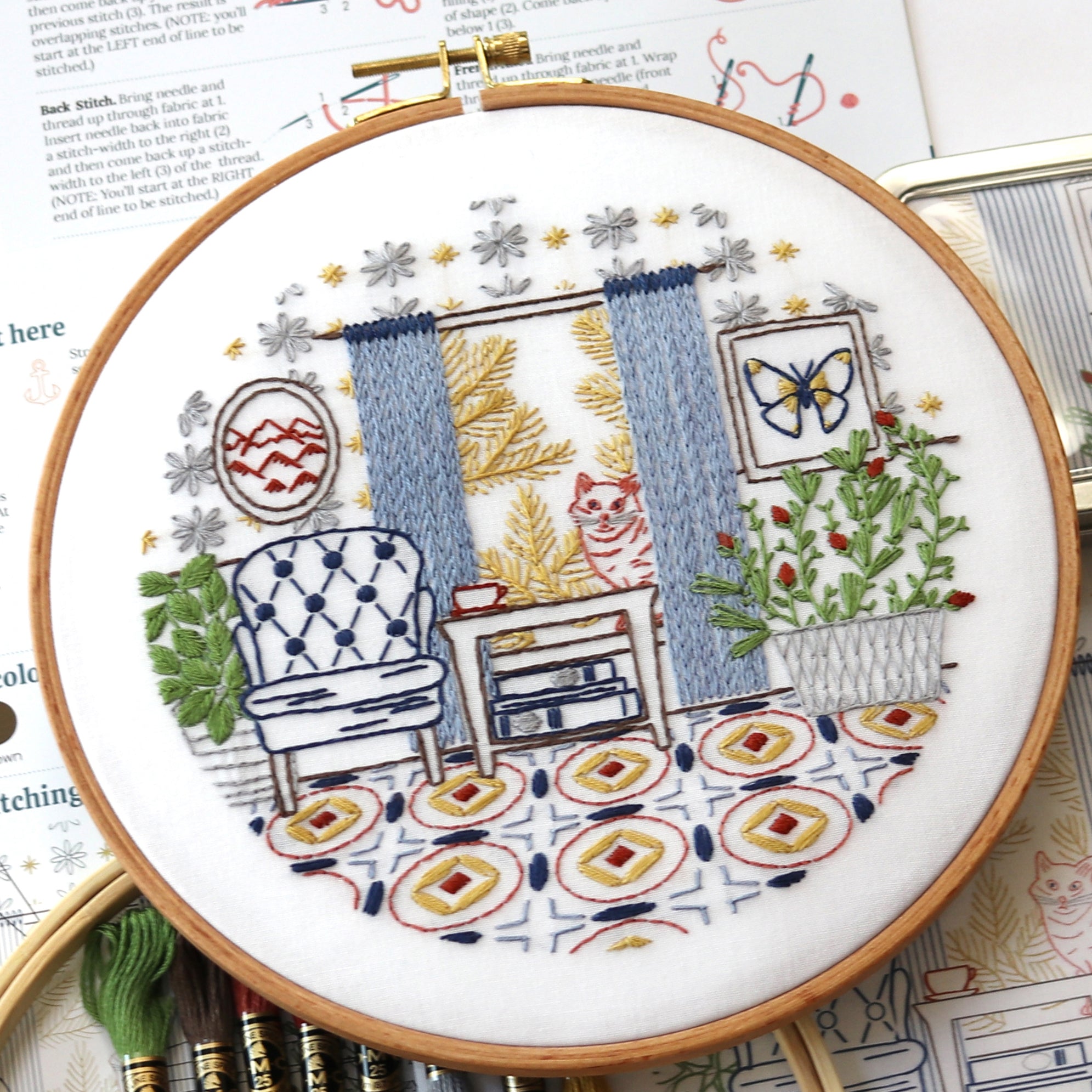 Sit A While Embroidery Kit - Stitched Stories