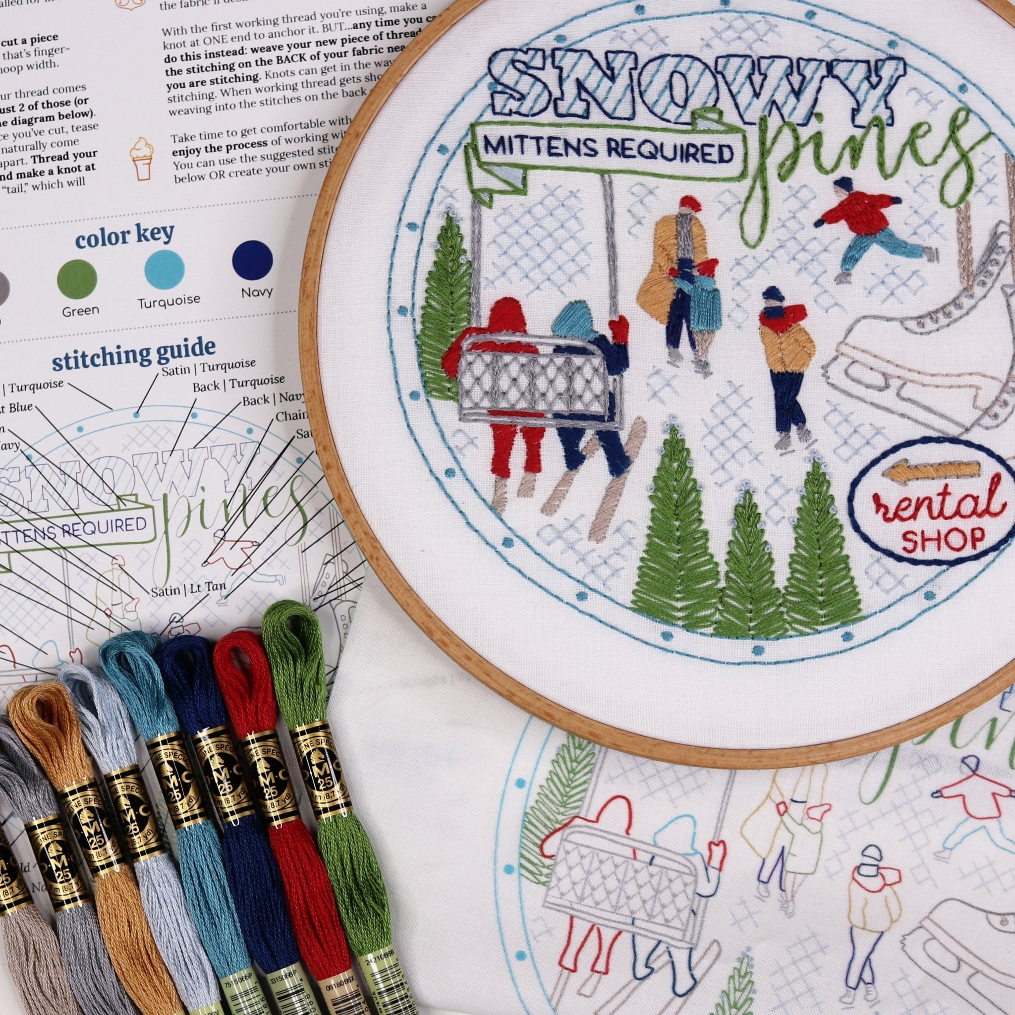 Snowy Pines Embroidery Kit - Stitched Stories