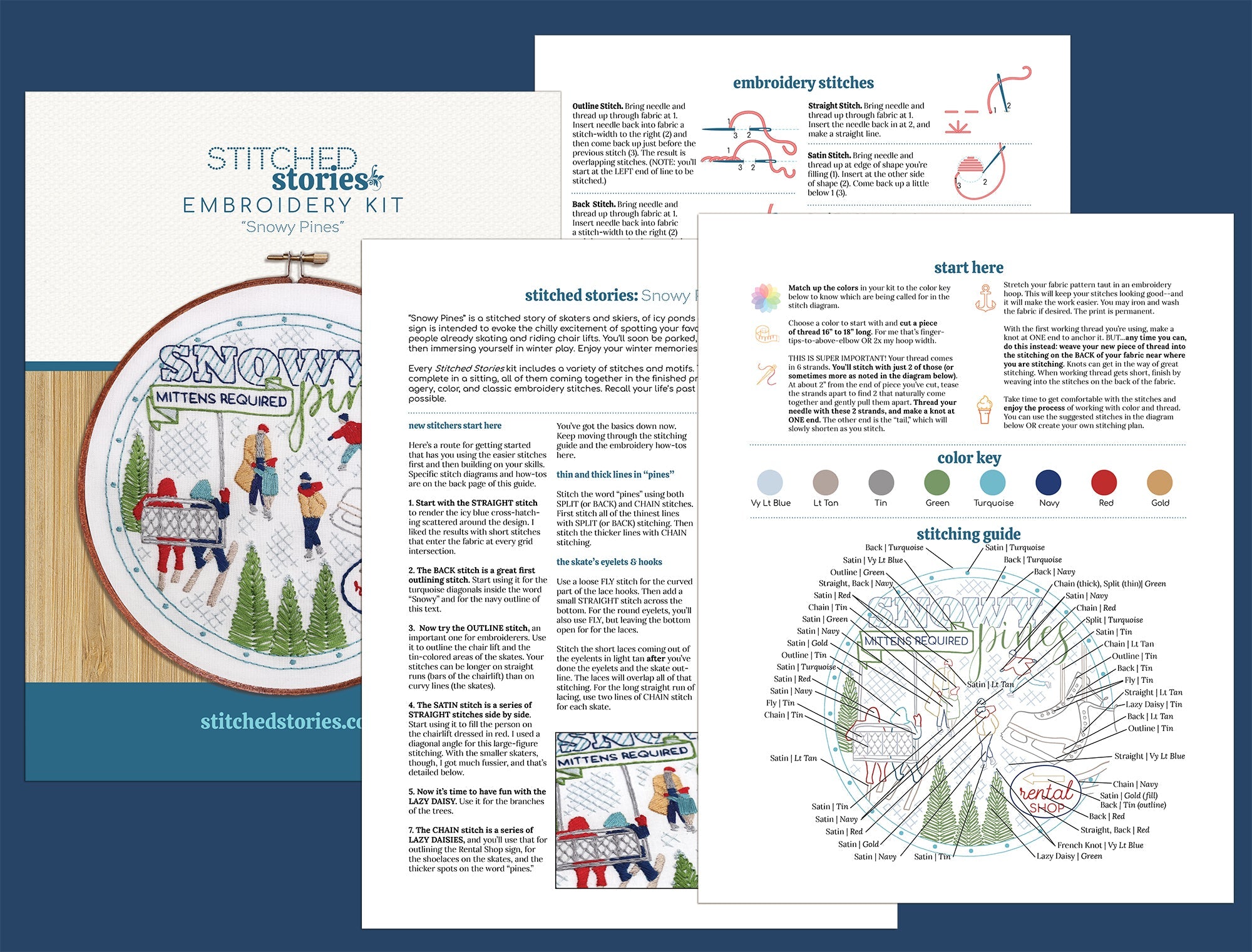 Snowy Pines Embroidery Kit - Stitched Stories
