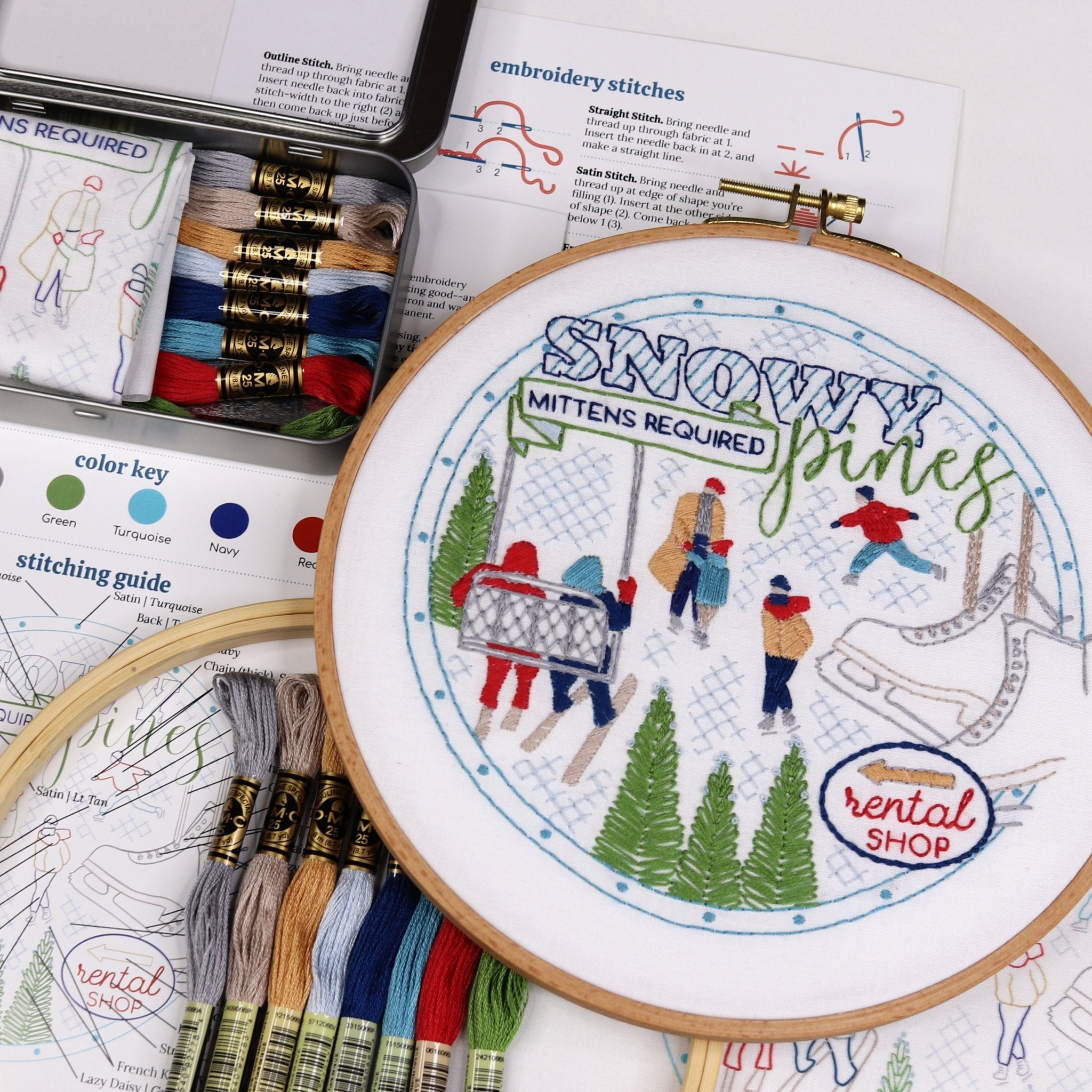 Snowy Pines Embroidery Kit - Stitched Stories
