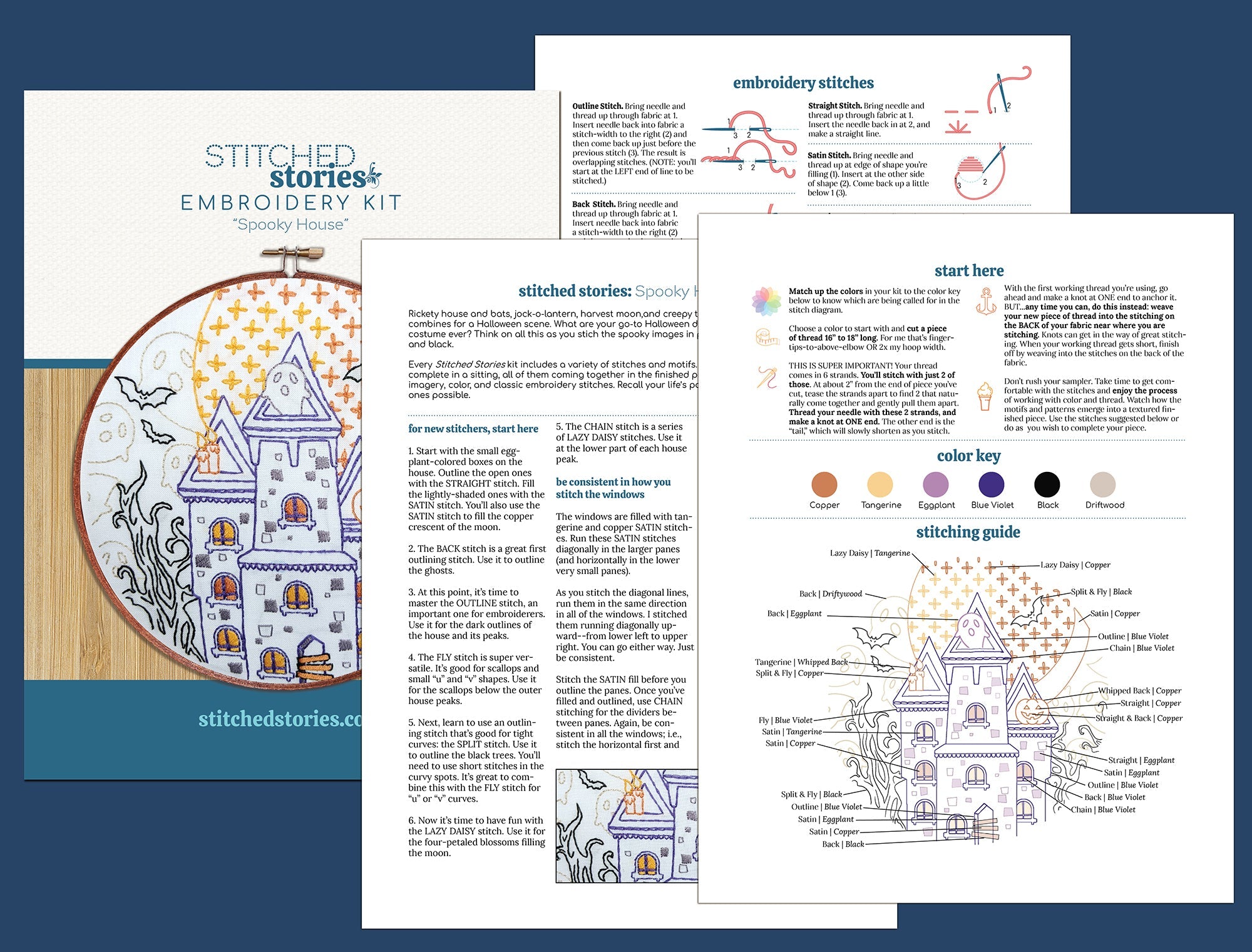 Spooky House Printed Fabric Pattern - Stitched Stories