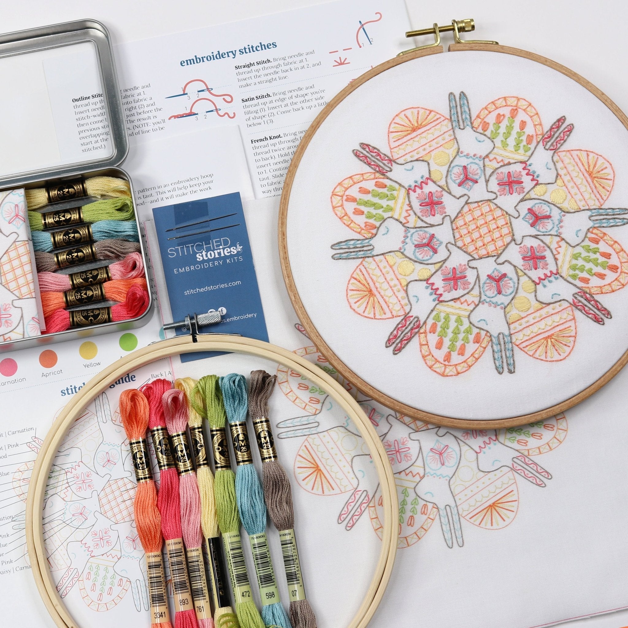 Spring Mandalas Embroidery Kit Bundle of 3 - Stitched Stories