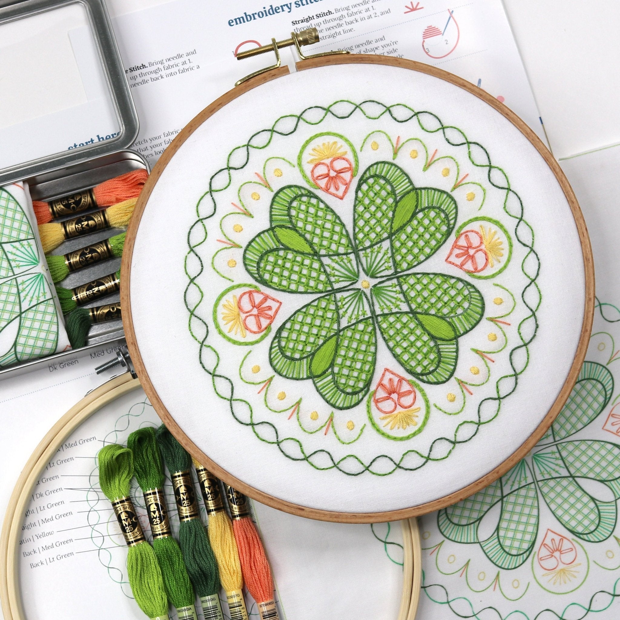 Spring Mandalas Embroidery Kit Bundle of 3 - Stitched Stories