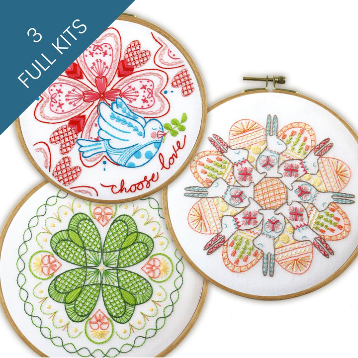 Spring Mandalas Embroidery Kit Bundle of 3 - Stitched Stories