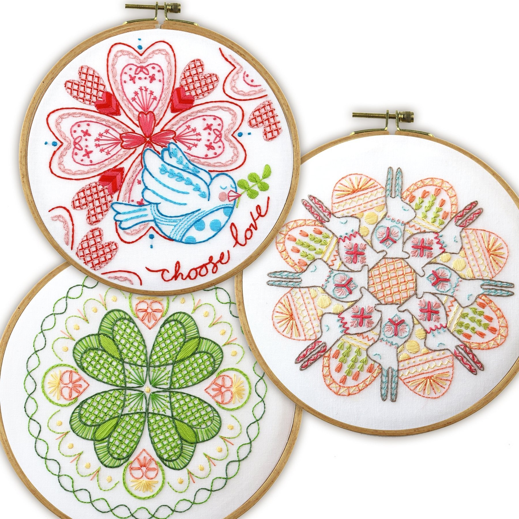 Spring Mandalas Embroidery Kit Bundle of 3 - Stitched Stories