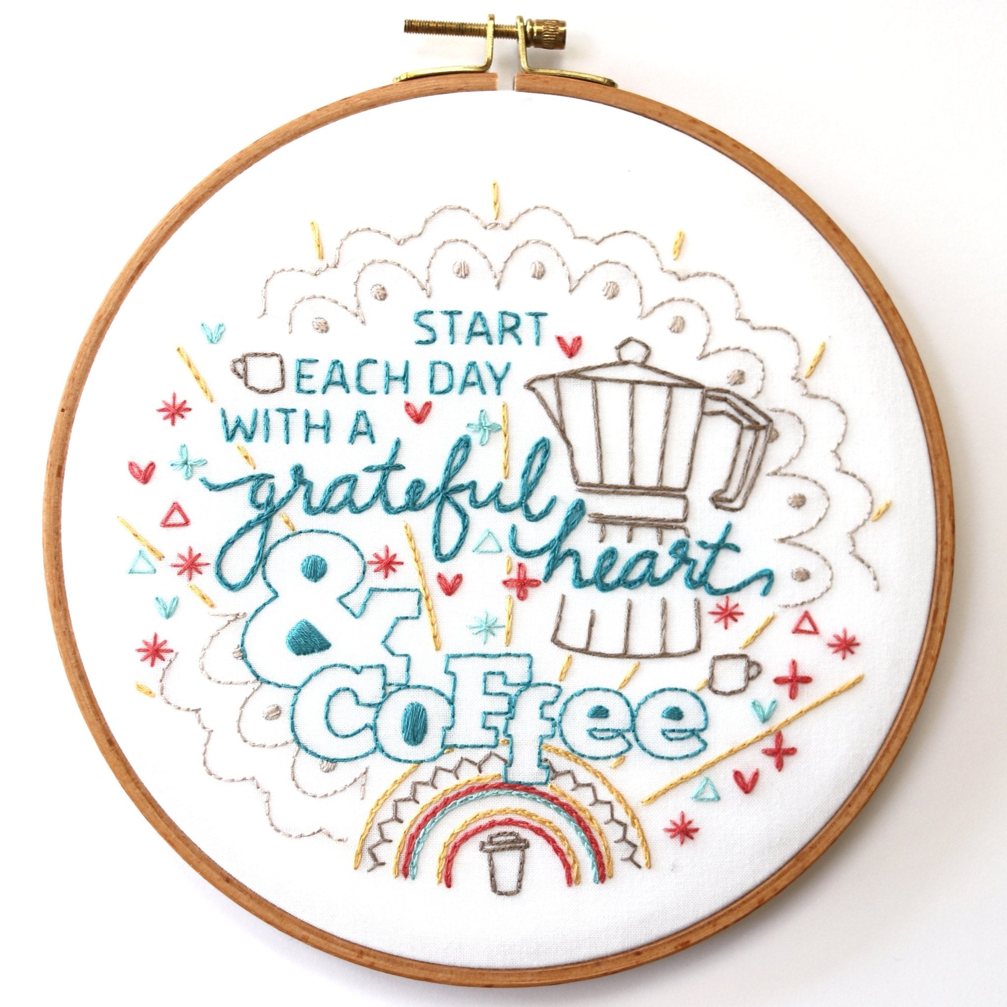 Start with Coffee Printed Fabric Pattern - Stitched Stories
