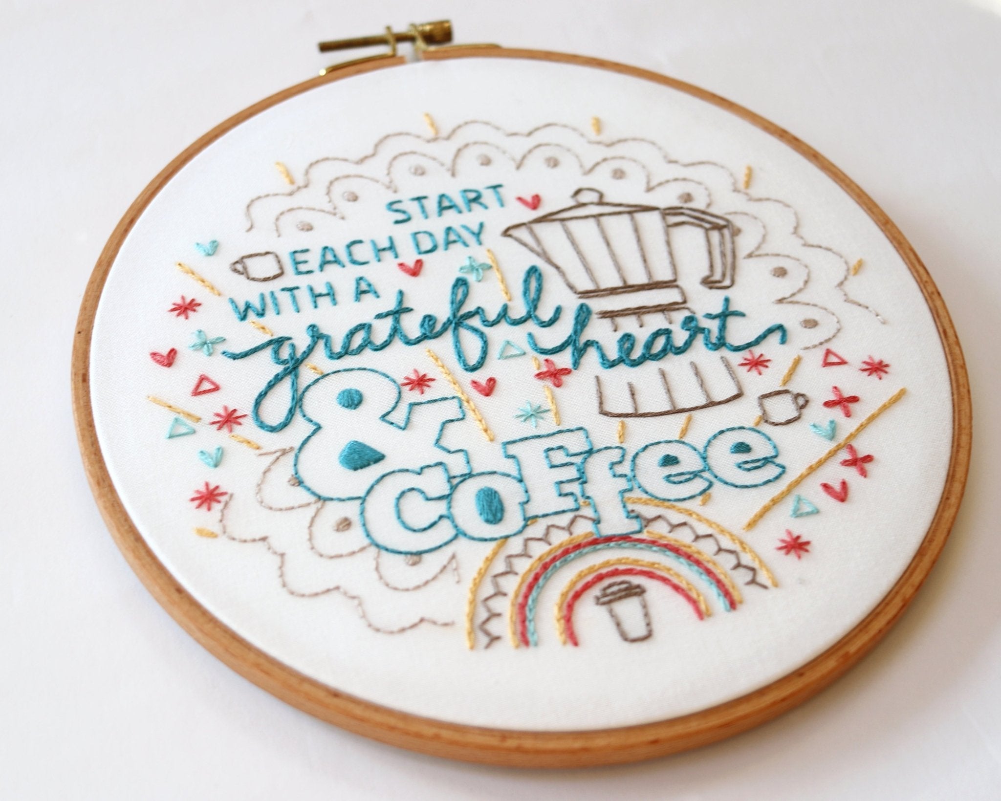 Start with Coffee Printed Fabric Pattern - Stitched Stories