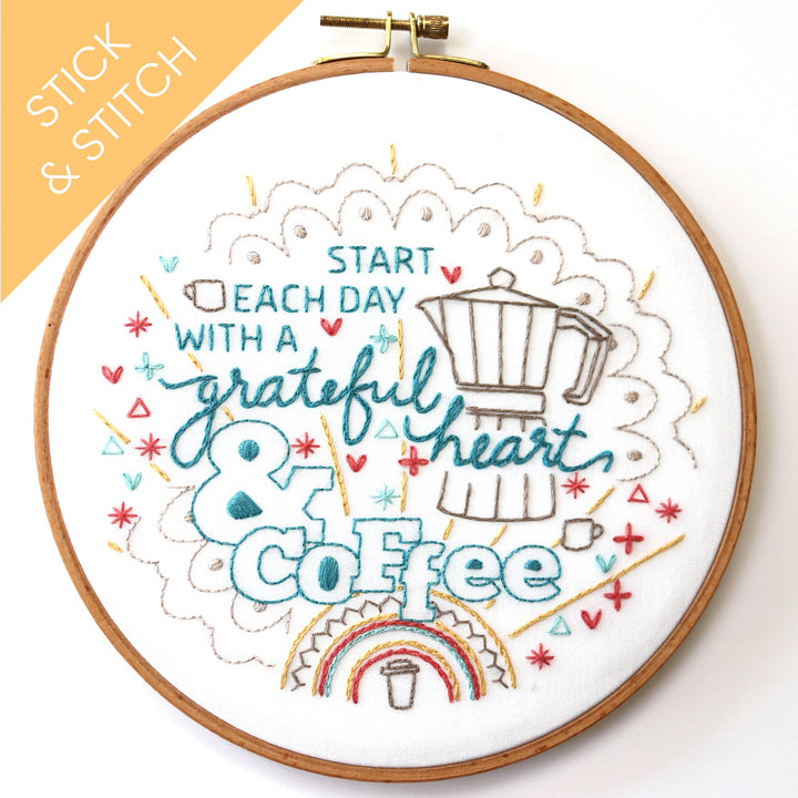 Start with Coffee Stick & Stitch Water-Soluble Pattern - Stitched Stories
