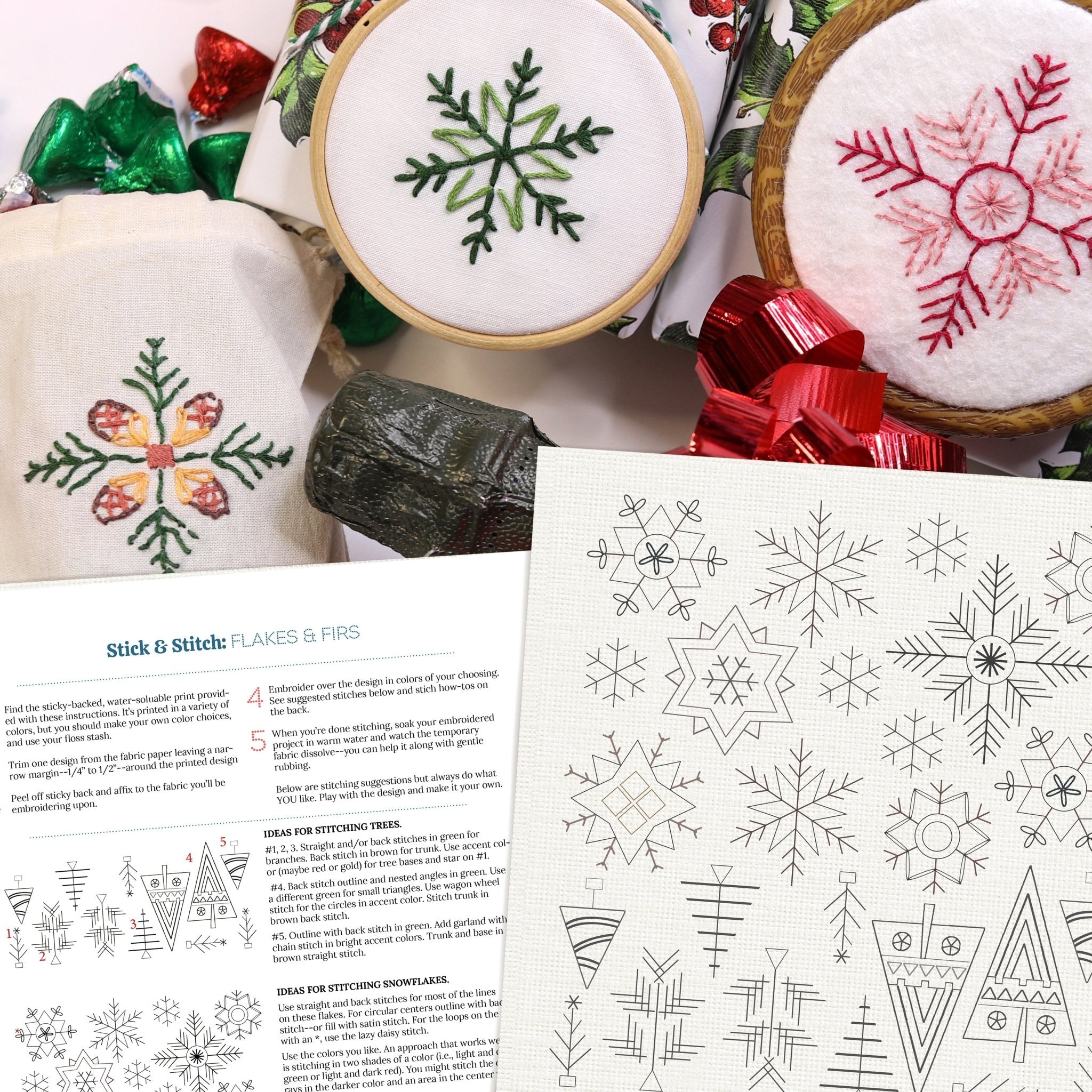 Stick & Stitch Motifs: Flakes and Firs - Stitched Stories