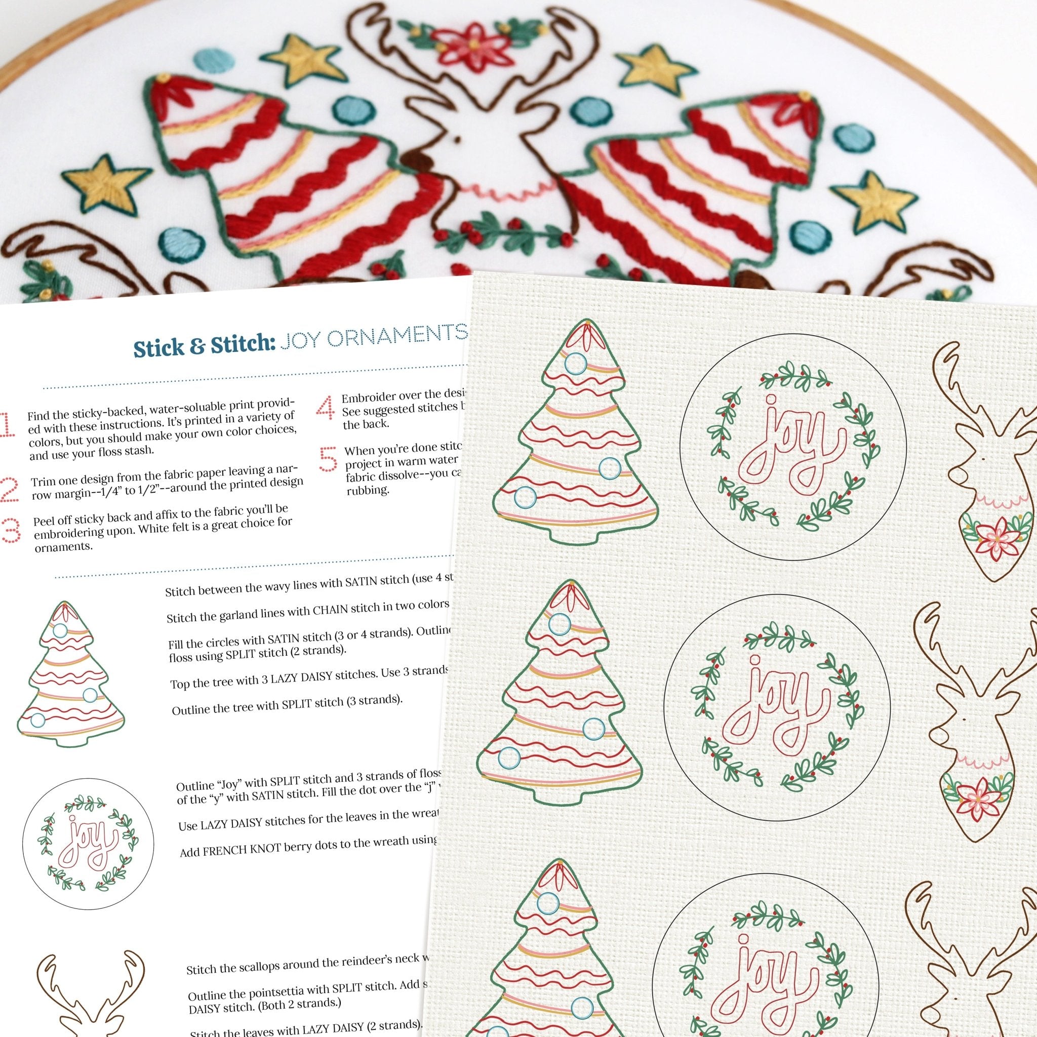 Stick & Stitch Motifs: Joy Holiday Ornaments - Stitched Stories