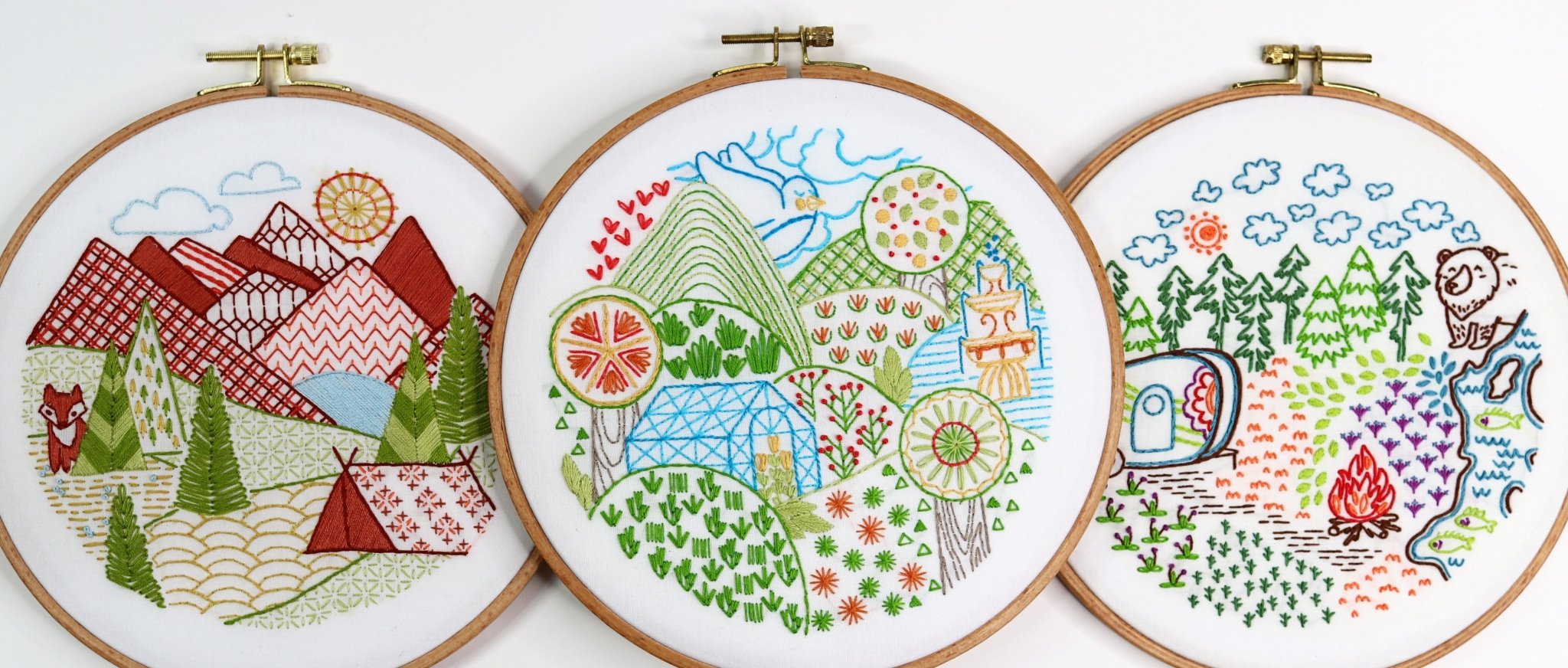 Summer Landscapes Embroidery Kit Bundle of 3 - Stitched Stories