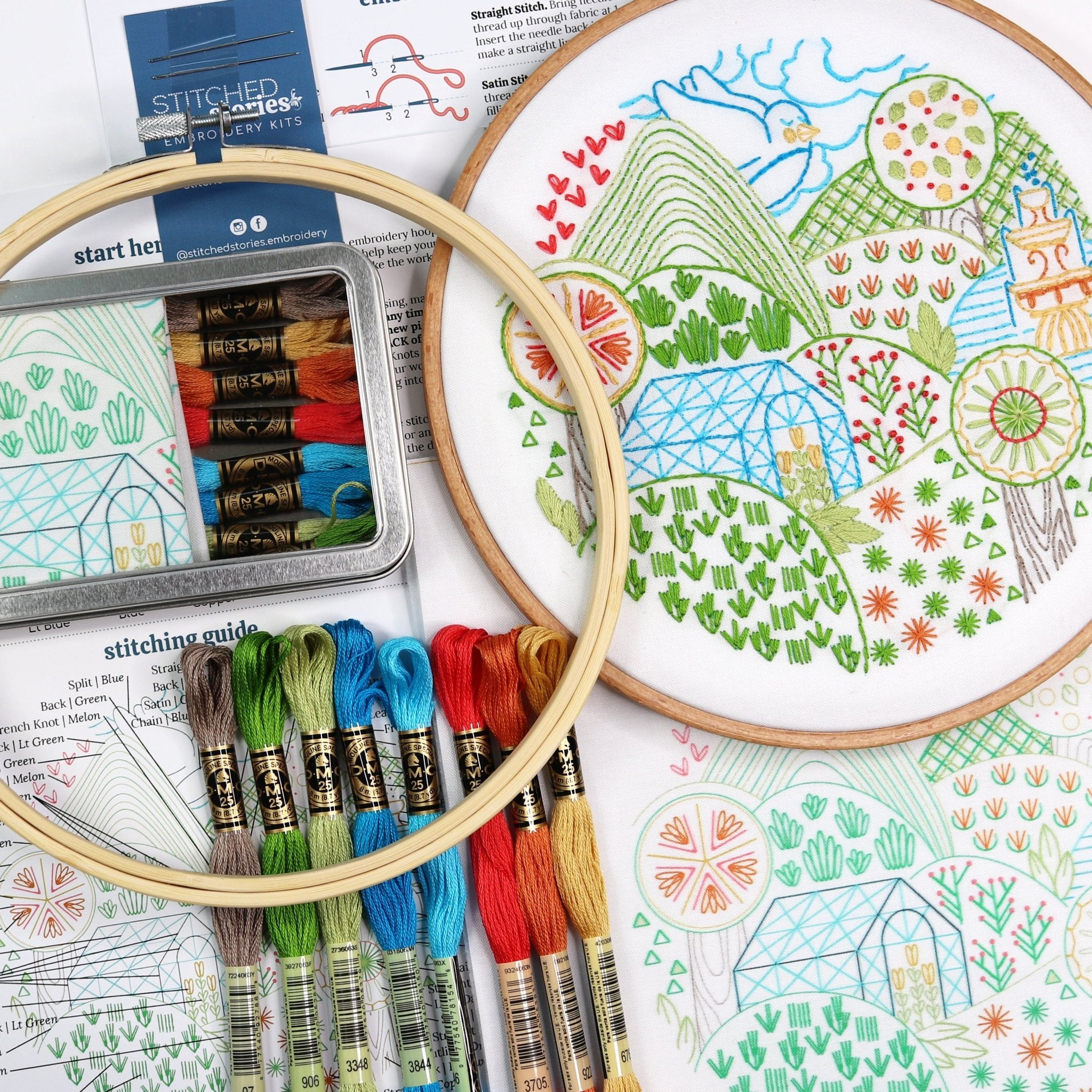 Summer Landscapes Embroidery Kit Bundle of 3 - Stitched Stories