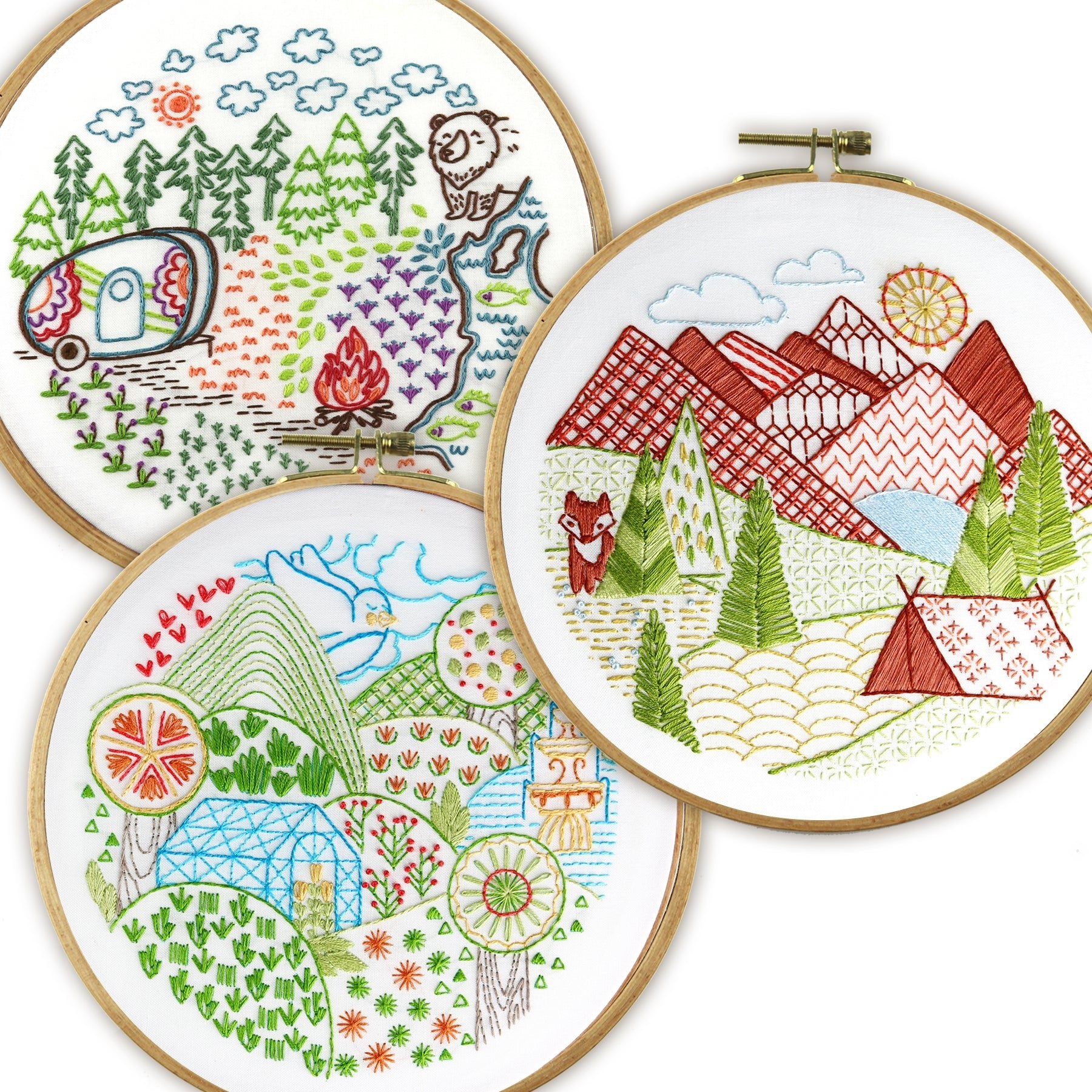 Summer Landscapes Embroidery Kit Bundle of 3 - Stitched Stories