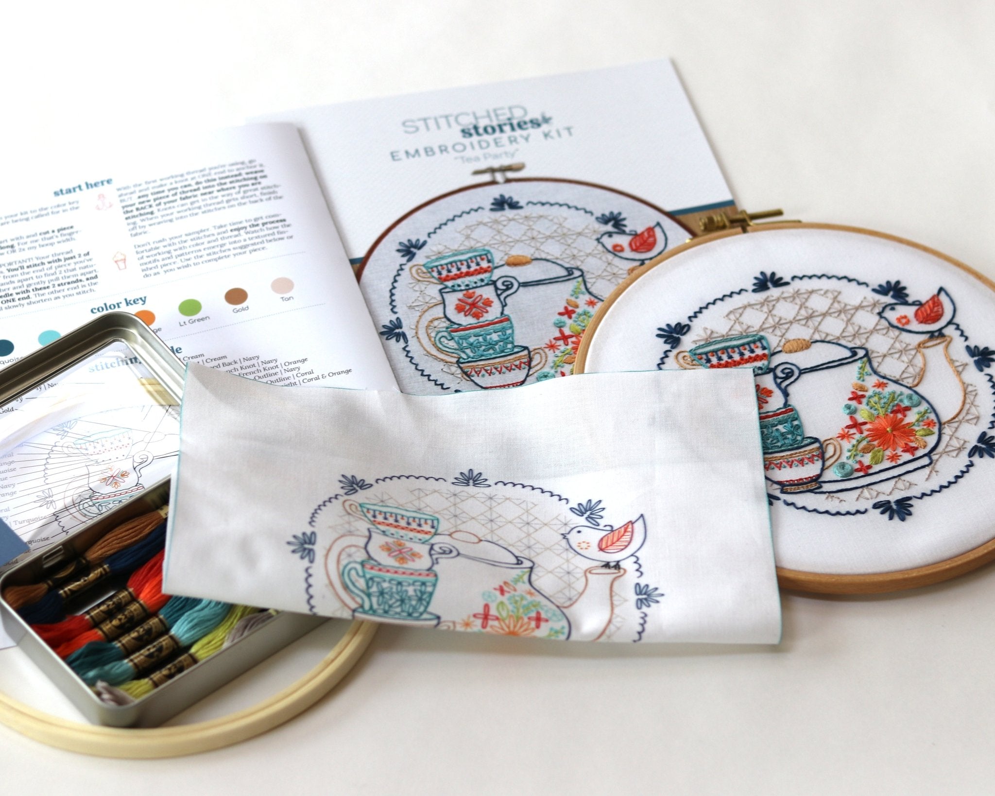 Tea Party Embroidery Kit - Stitched Stories