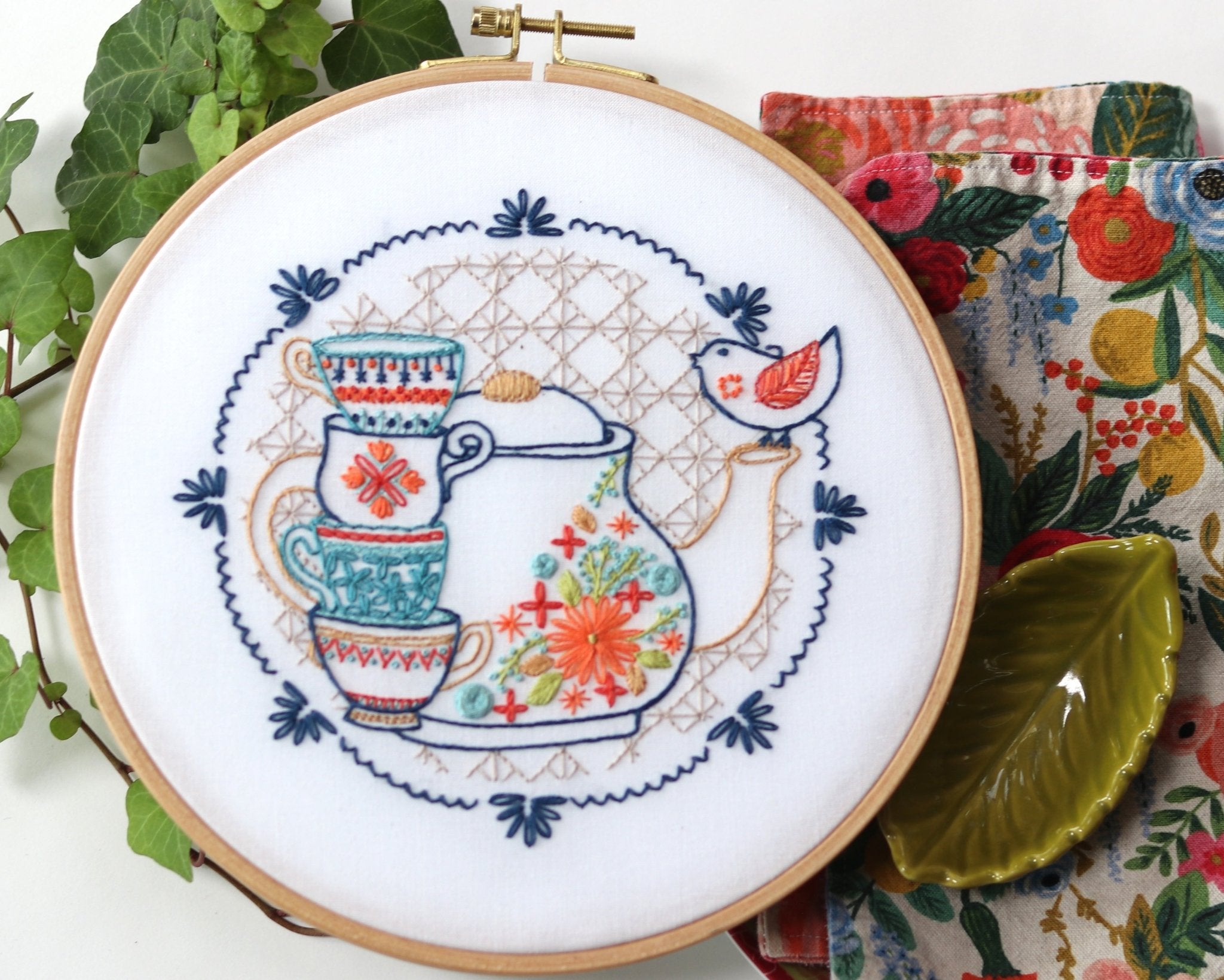 Tea Party Embroidery Kit - Stitched Stories