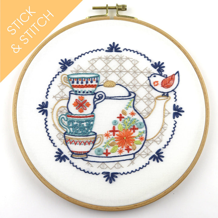 Tea Party Stick & Stitch Water-Soluble Pattern - Stitched Stories