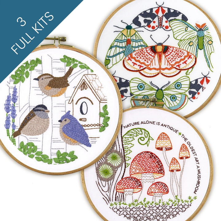 The Naturalist Embroidery Kit Bundle of 3 - Stitched Stories