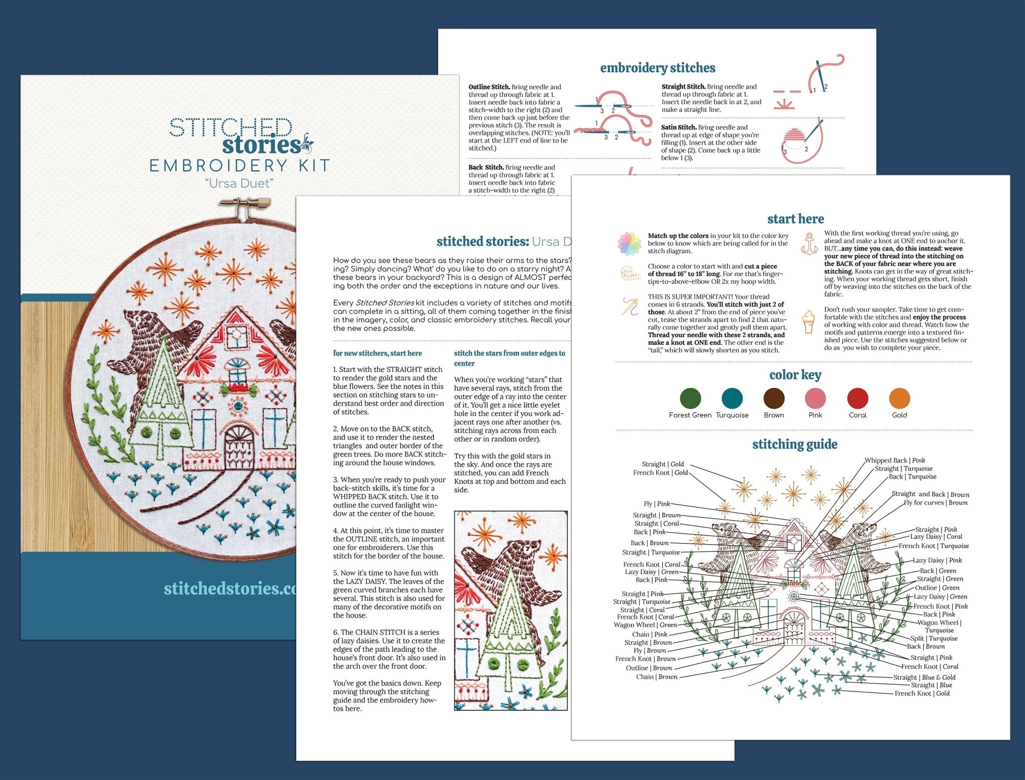 Ursa Duet Embroidery Kit - Stitched Stories