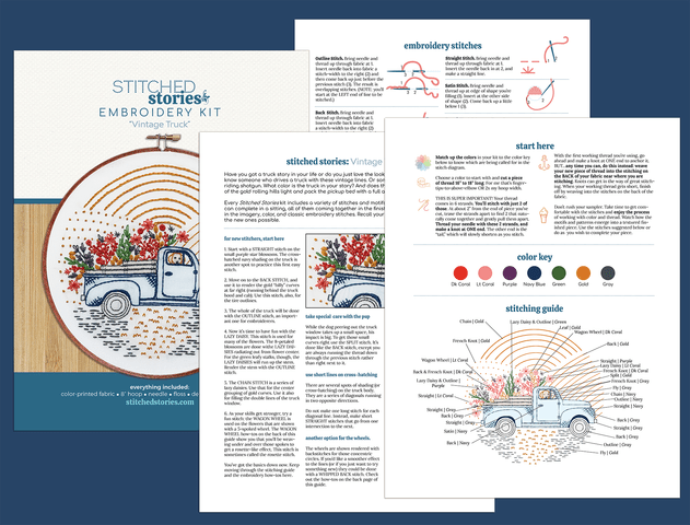 Vintage Truck Embroidery Kit - Stitched Stories